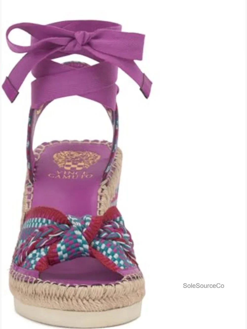 Woven Lace Up Wedge Sandals - Espadrille Platform